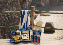 Load image into Gallery viewer, CocoGoodsCo "Tropic Like It's Hot" Summer Beach Tote – Tropical Hydration, Tanning Support & Snack Essentials Kit