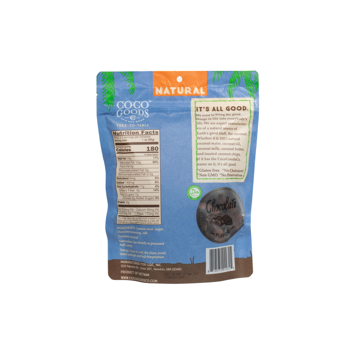 CocoGoods Co. - Natural Toasted Coconut Chips, Chocolate Flavor