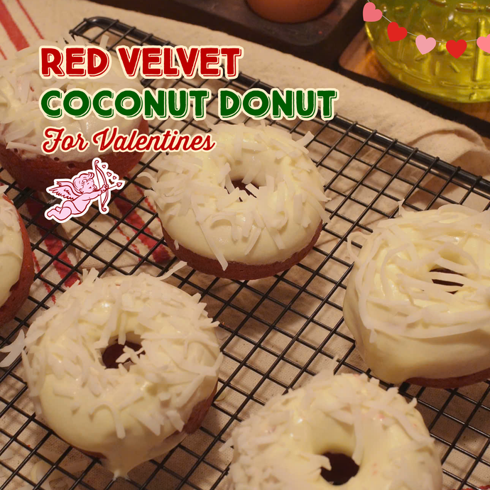 RED VELVET COCONUT DONUTS