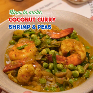 COCONUT CURRY WITH SHRIMP AND PEAS
