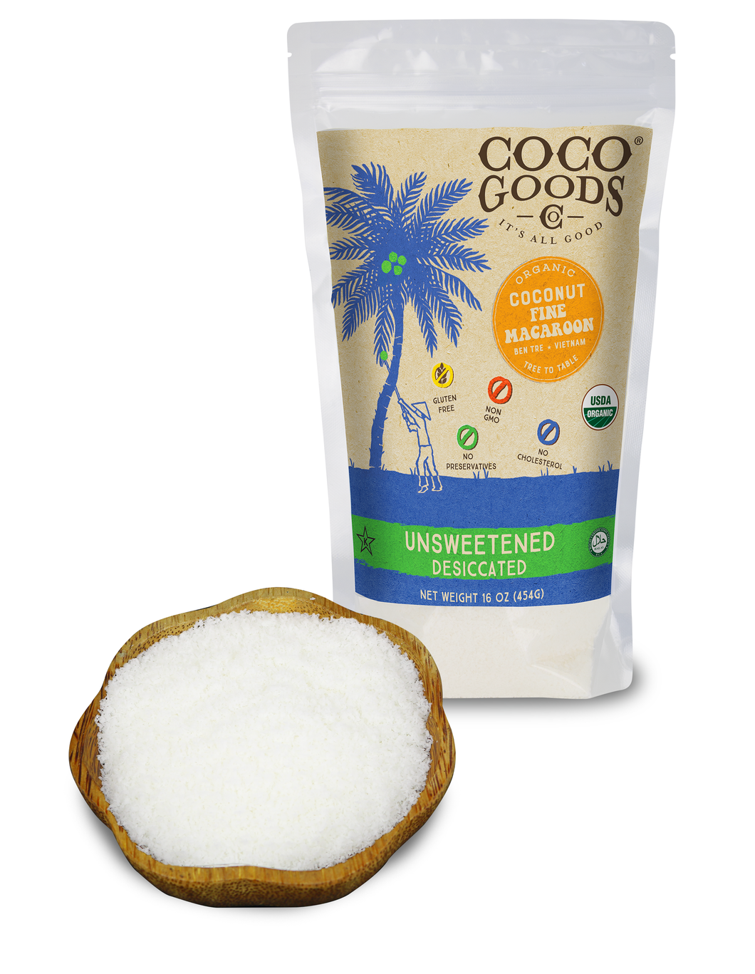 Organic Unsweetened Desiccated Coconut, Fine Grade 16 oz, 2 Pack