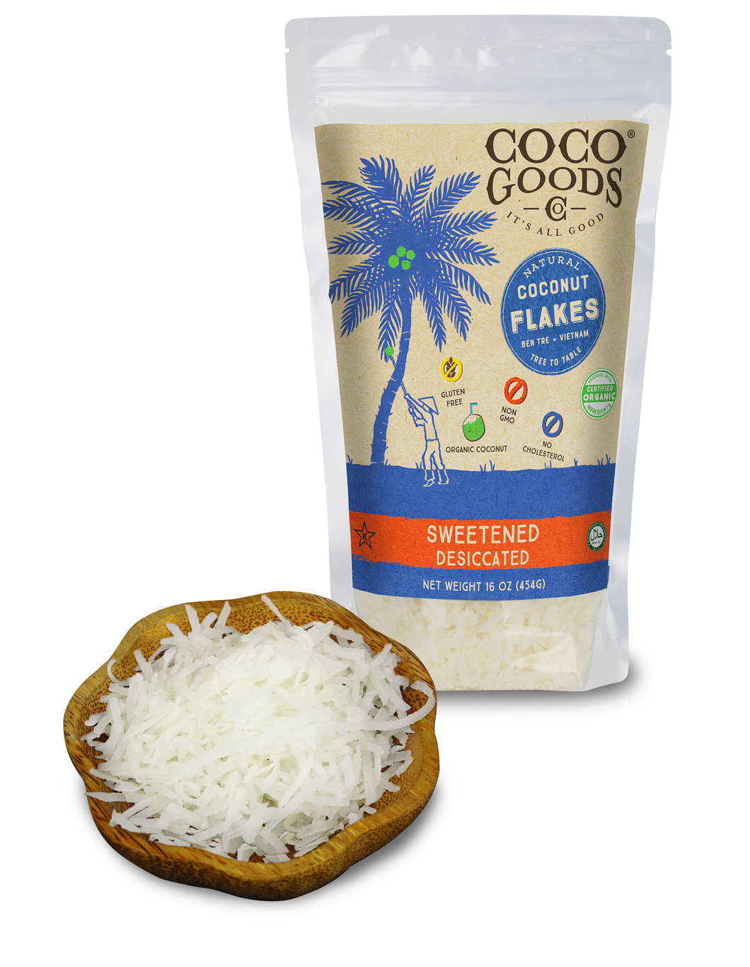 Natural Desiccated Coconut, Sweetened Flakes 16 oz, 2 Pack