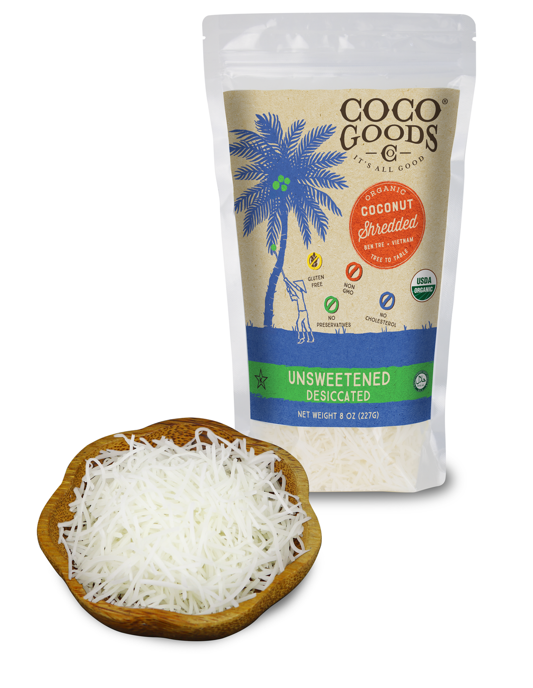 Organic Unsweetened Desiccated Coconut, Shredded Grade 8 oz, 2 Pack
